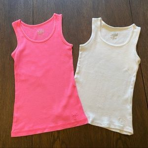 Bundle of 2 Girls Justice Ribbed Tank Tops/Camis Lot Size 8 Pink White